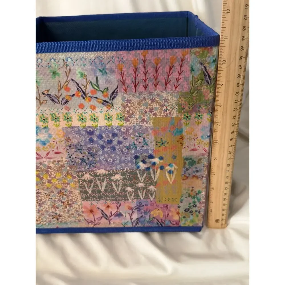 Natural Life Boho Flower Floral Collapsible Storage Cubes With Handles